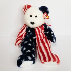 1999 Spangle Ty Beanie Baby 15" Plush American‎ Flag Fourth of July Patriotic